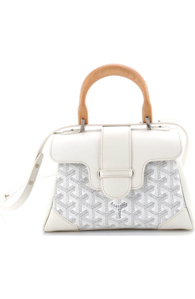 Pre-Owned Goyard Saigon Top Handle Bag Coated Canvas with Leather Mini, Main, color, White