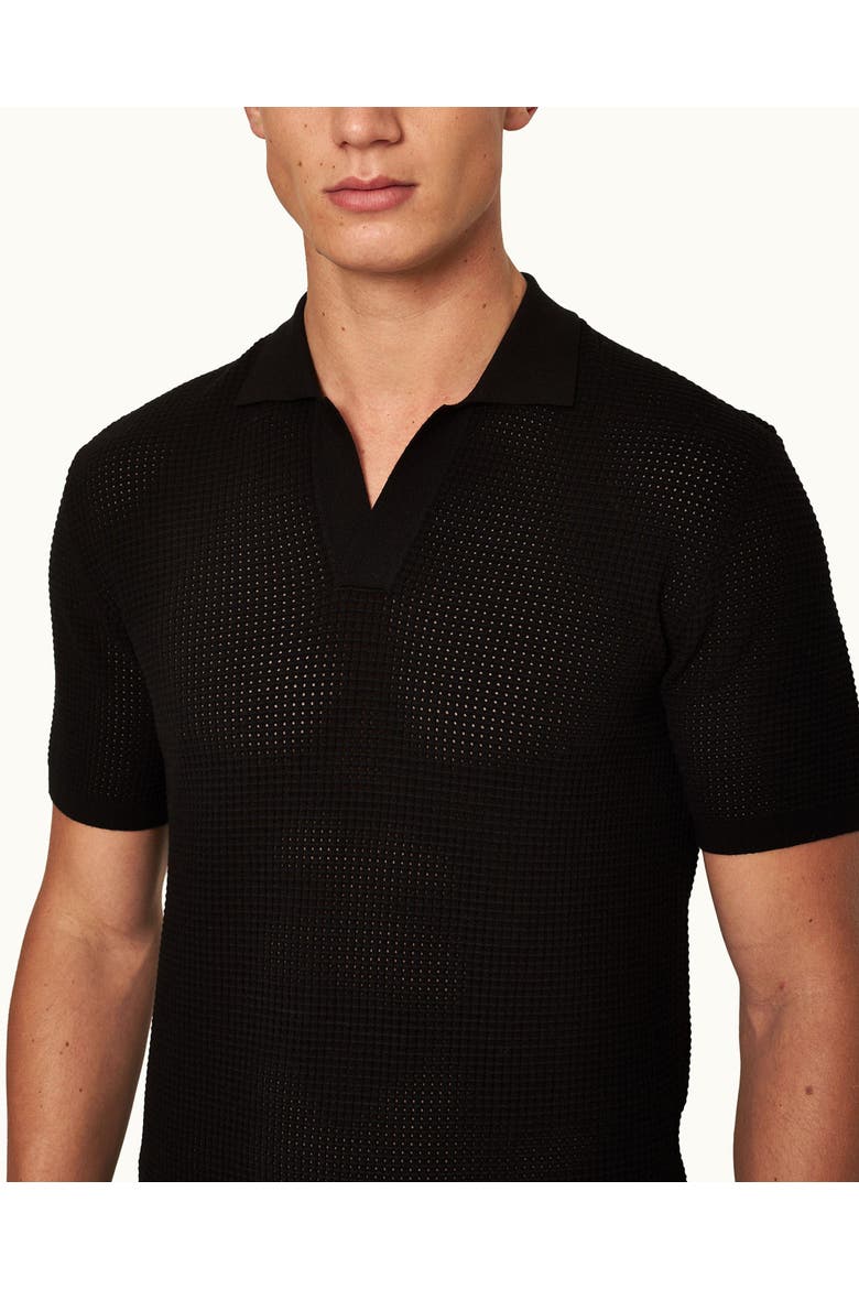 Roddy Tailored Fit Open Mesh Stitch Polo Shirt, Main, color, Black