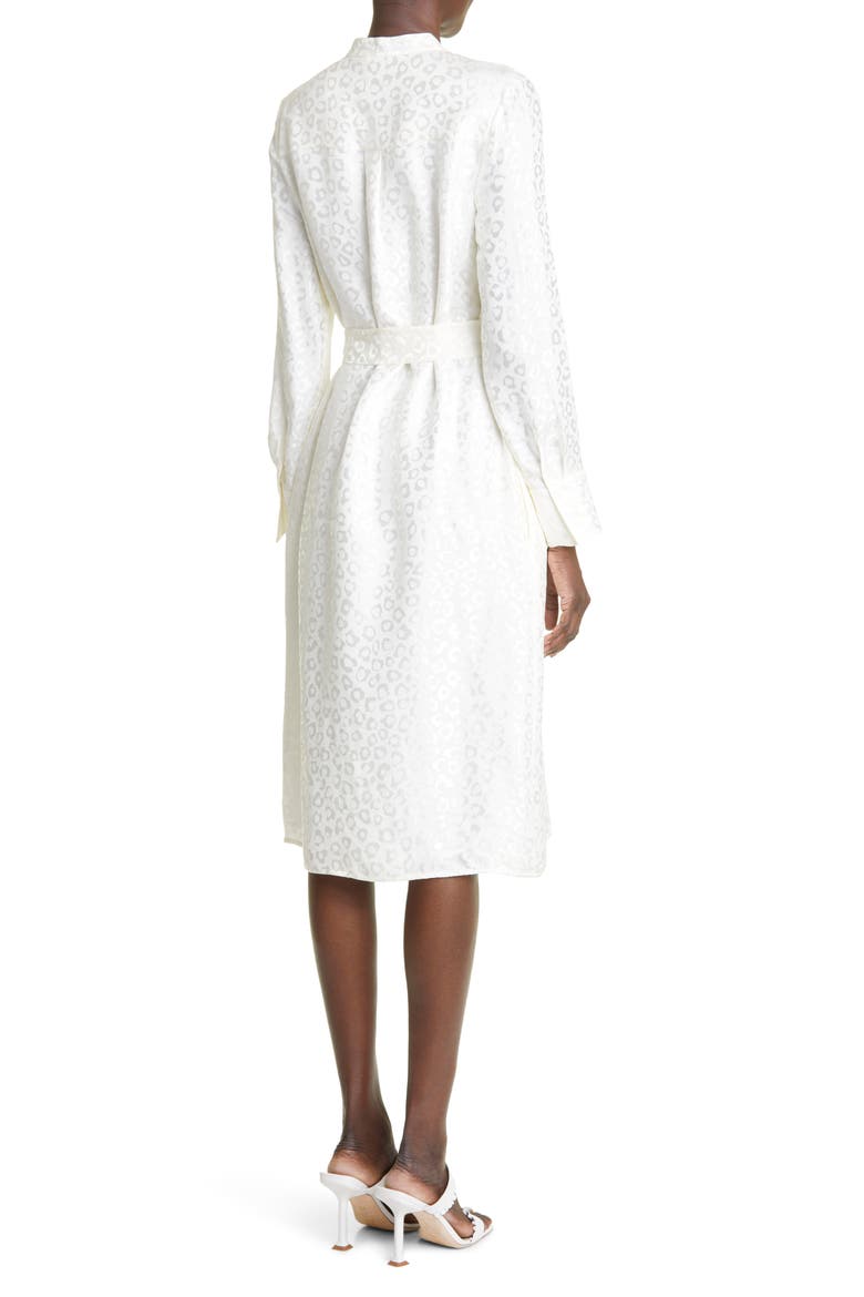 Leopard Jacquard Long Sleeve Shirtdress, Alternate, color, WHITE