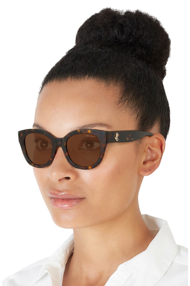 51mm Round Sunglasses, Alternate, color, HAVANA / DARK BROWN