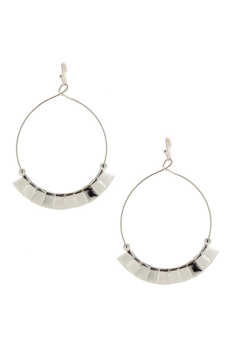Kavi Drop Hoop Earrings, Main, color, SILVER