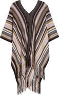 Missoni Zigzag Metallic Wool Blend Fringe Poncho