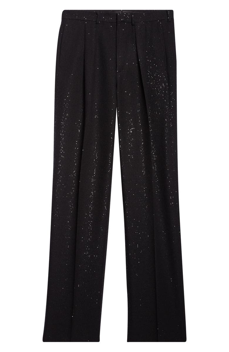 TOM FORD Sequin Wool Blend Crepe Straight Leg Pants, Alternate, color, Naa Black