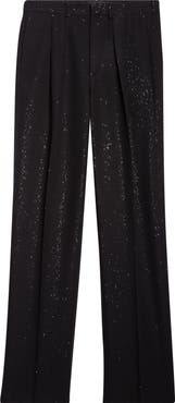 TOM FORD Sequin Wool Blend Crepe Straight Leg Pants