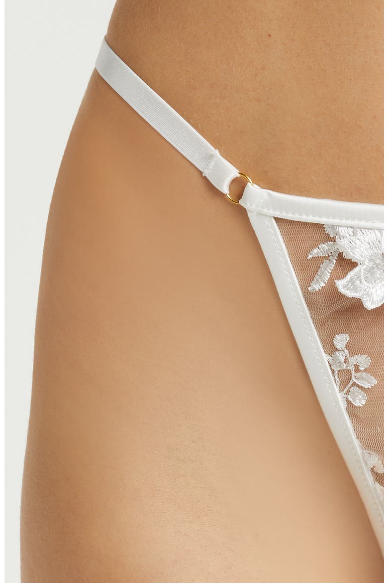 Floral Embroidered G-String, Alternate, color, WHITE