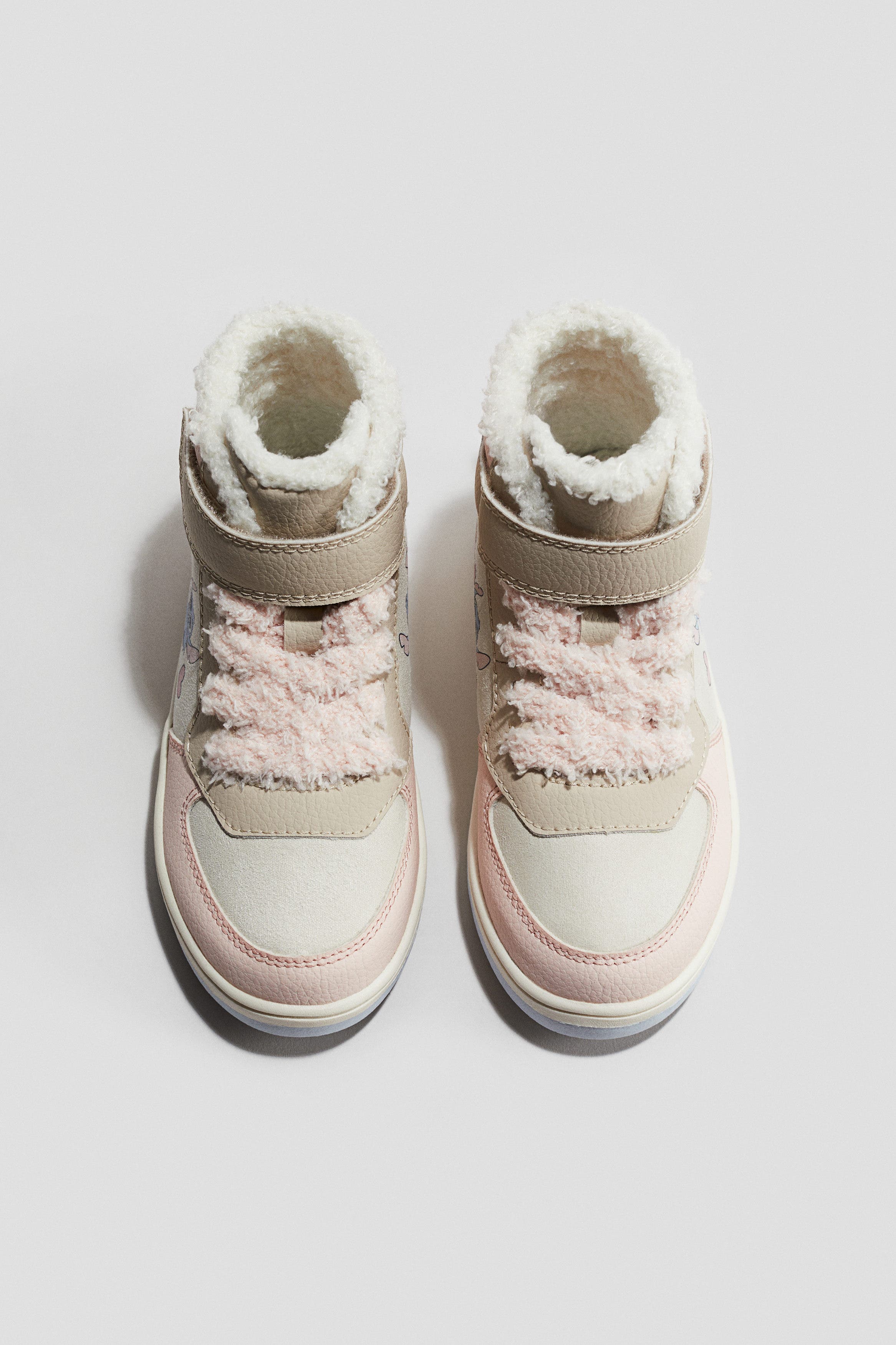 H&M Warm-lined Hi-top Trainers, Alternate, color, Beige/Lilo & Stitch