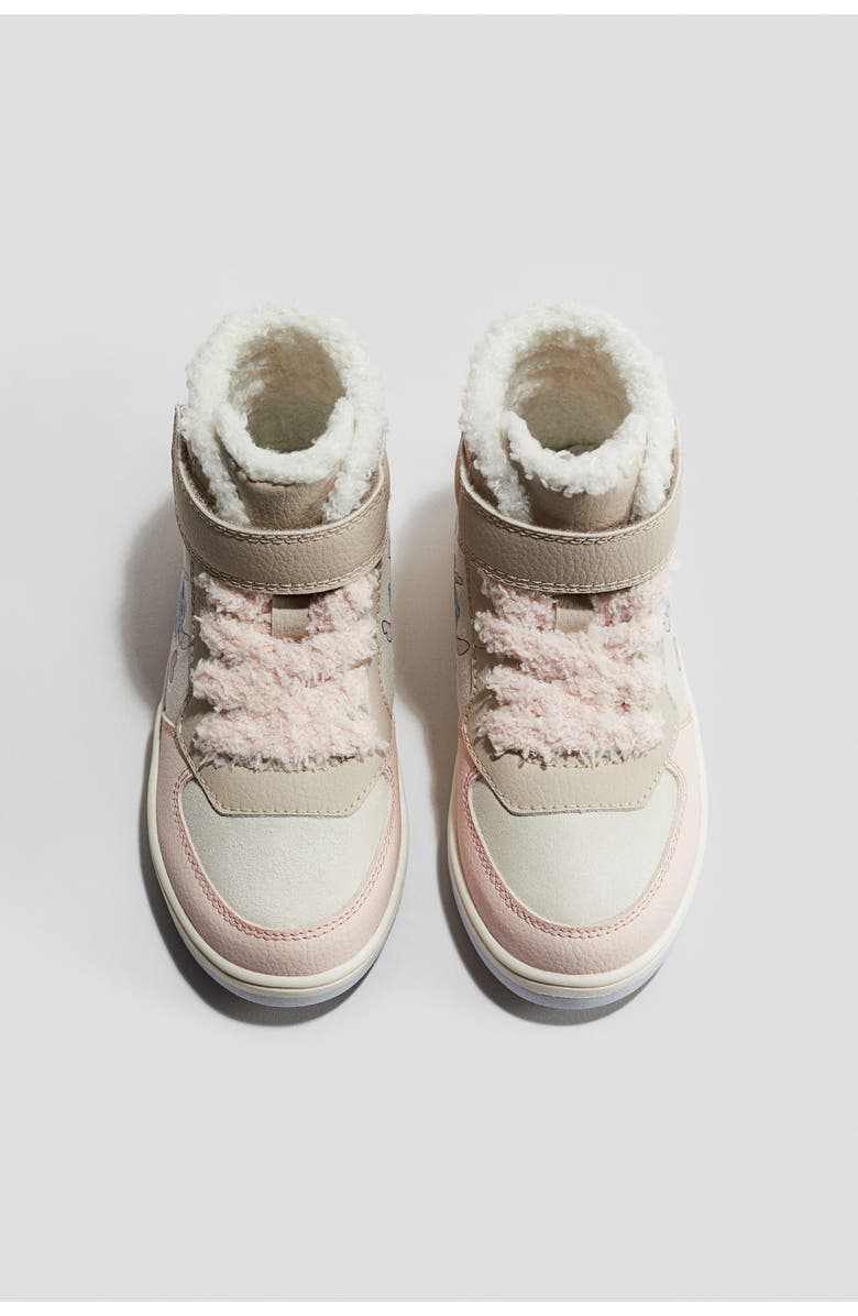H&M Warm-lined Hi-top Trainers, Alternate, color, Beige/Lilo & Stitch