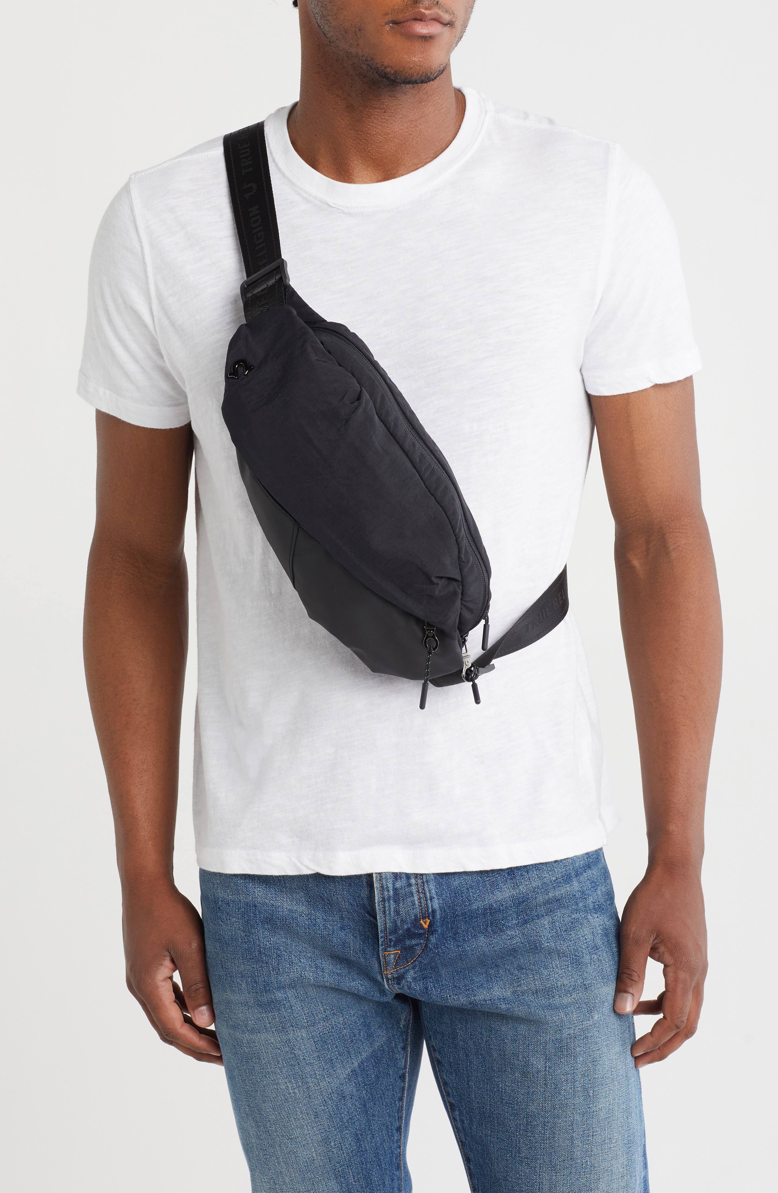 True Religion Rhee Convertible Sling Bag, Alternate, color, Black