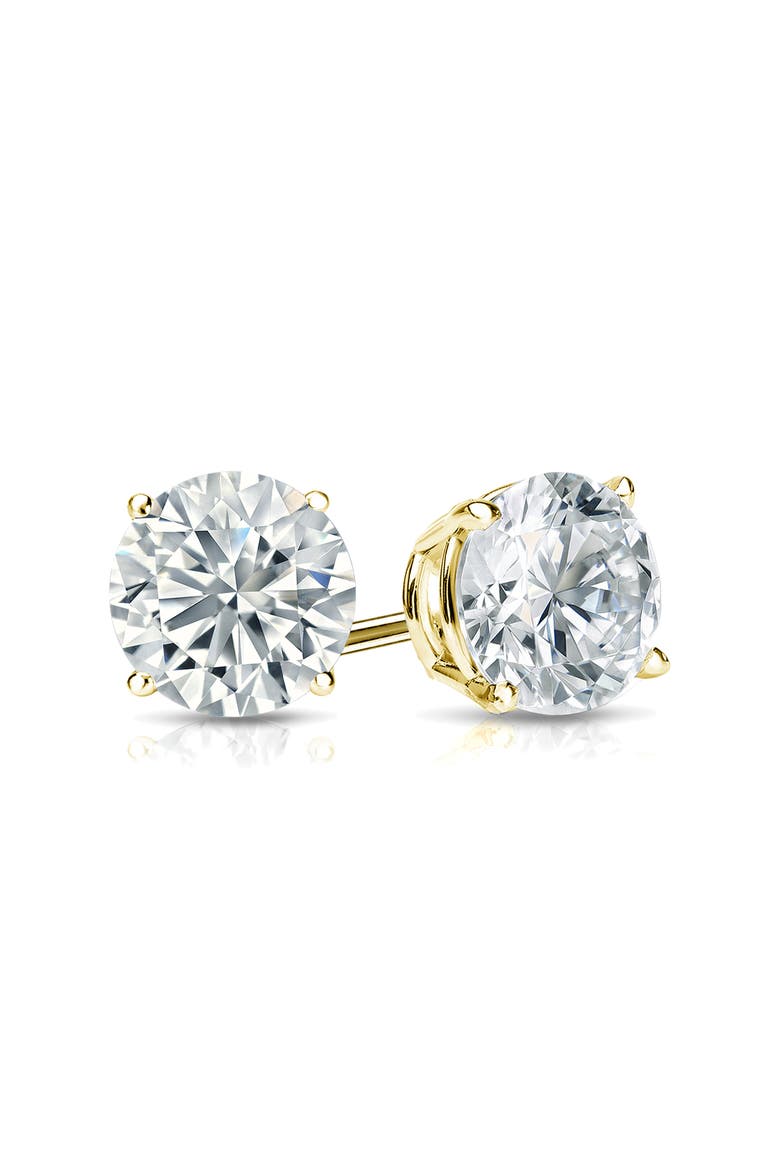 14k Yellow Gold Lab-Grown Round Diamond 4-Prong Stud Earrings, Alternate, color, 4 Carat Yellow Gold