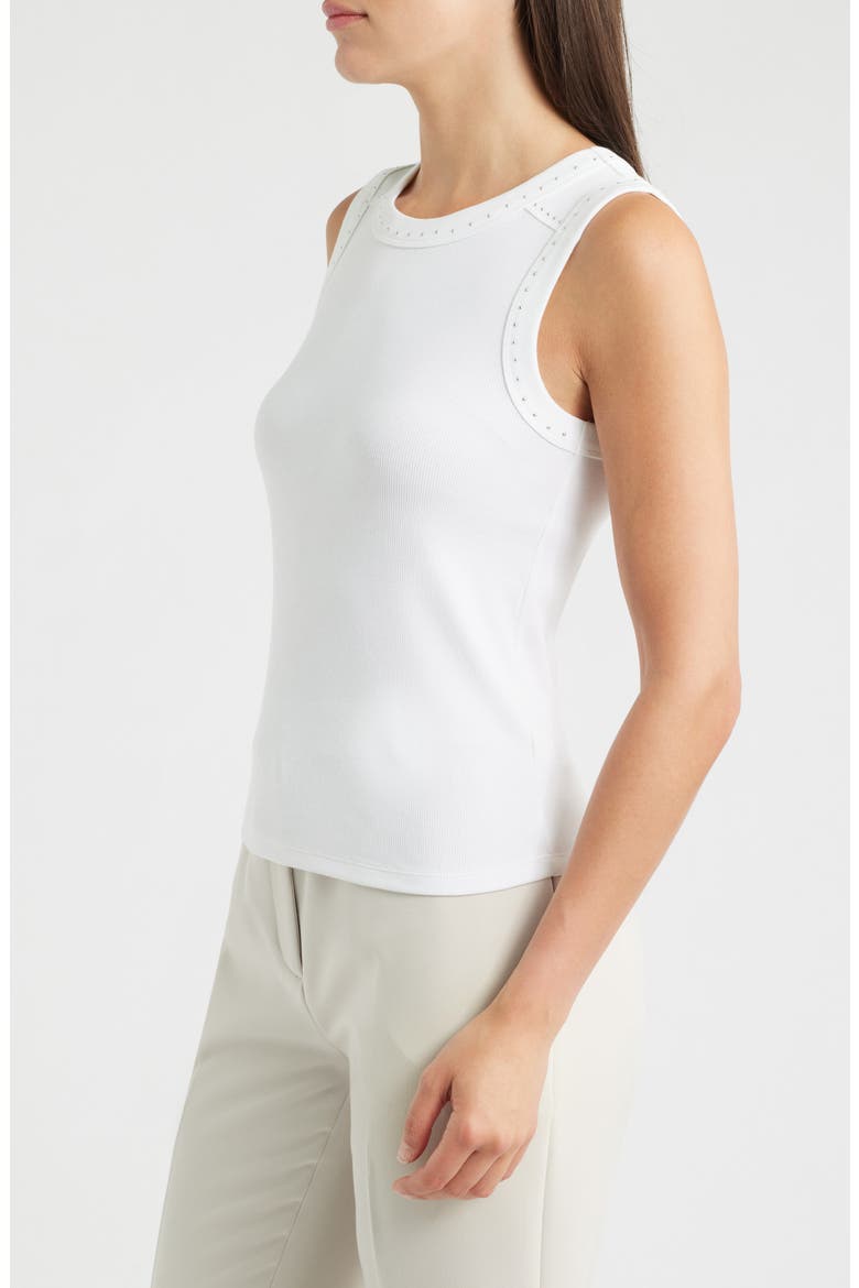 Perfect Studded Cotton Blend Rib Tank, Alternate, color, PAPER WHITE