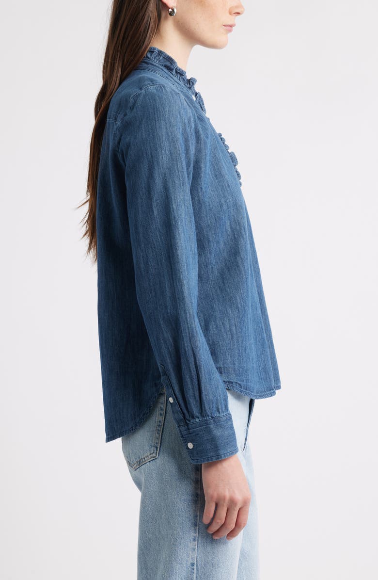 Caslon<sup>®</sup> Ruffle Chambray Top, Alternate, color, Dark Wash