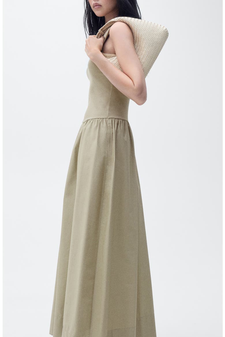 Valvi Mixed Media Maxi Dress, Alternate, color, KHAKI