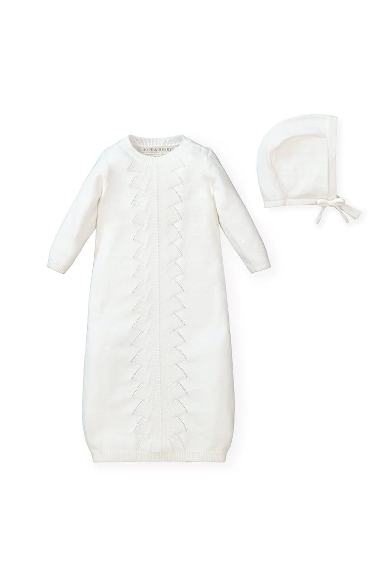 Hope & Henry Baby Sweater Gown and Bonnet Set, Main, color, 