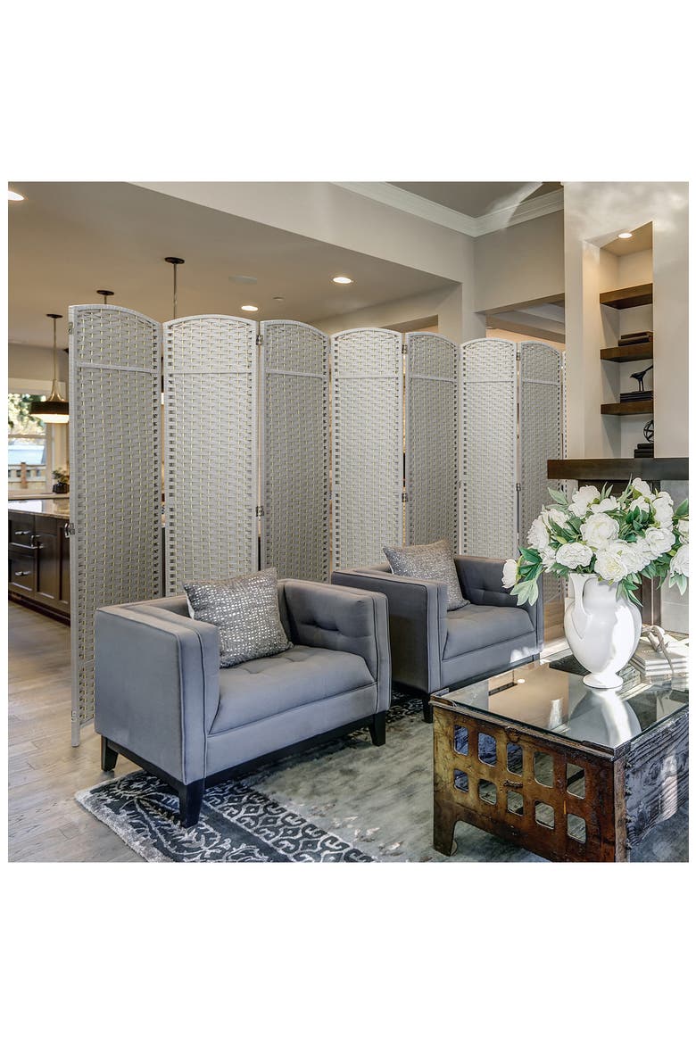 Room Divider Privacy Screen, Alternate, color, BEIGE
