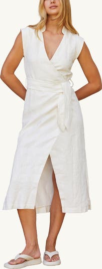 Wrap Linen Midi Dress