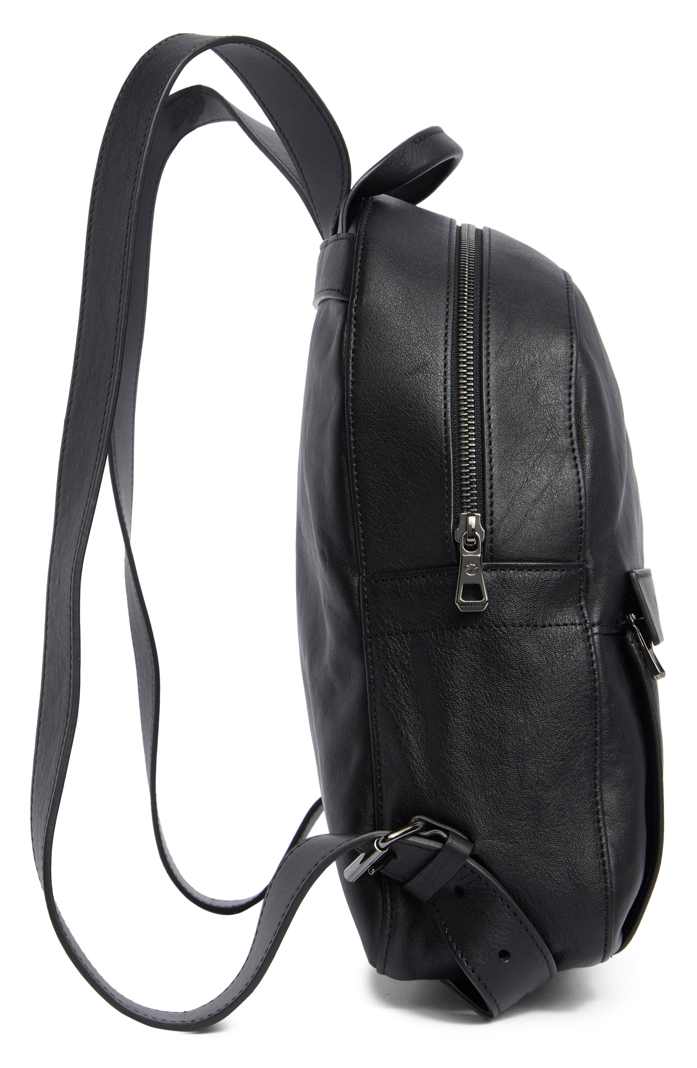 Small 3D Leather Backpack, Alternate, color, BLACK