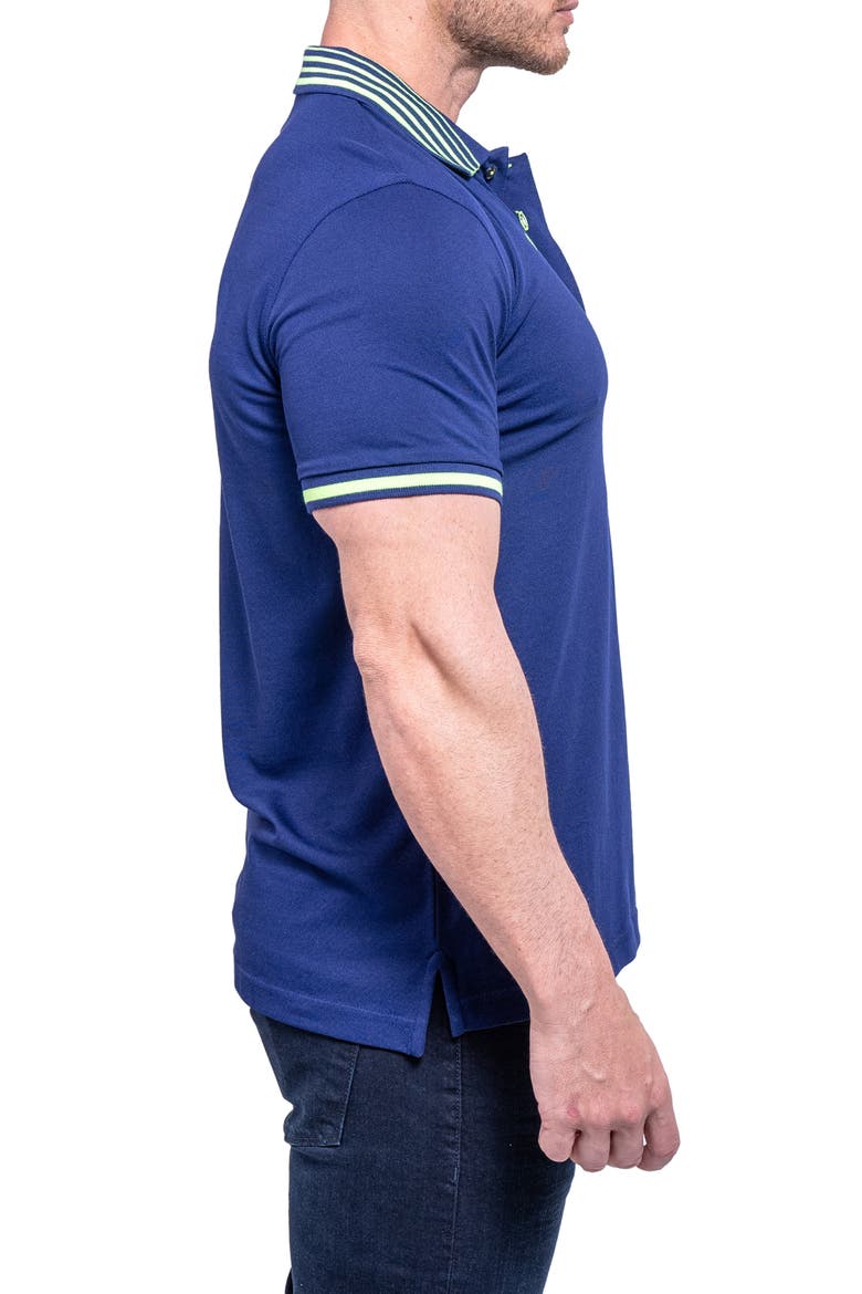 Tipped Embroidered Logo Polo, Alternate, color, BLUE