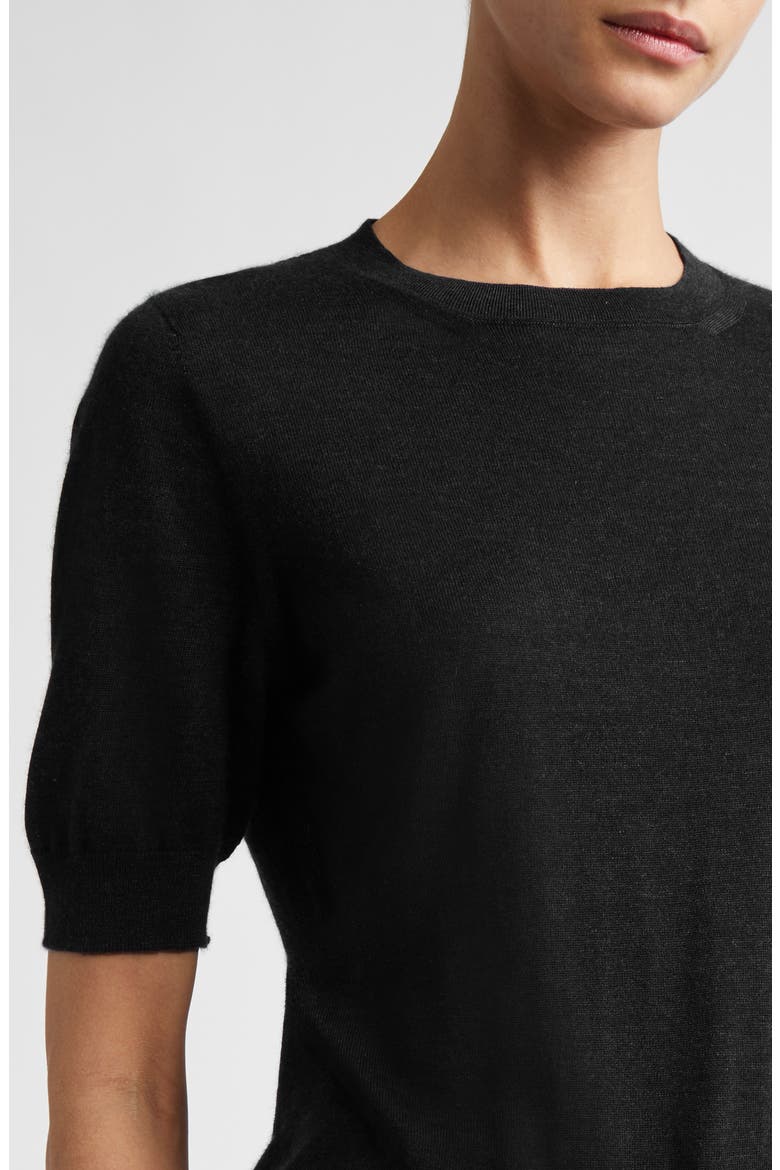 Honor Short Sleeve Cashmere Crewneck Sweater, Alternate, color, BLACK