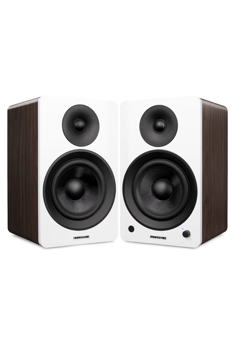 Powered 6.5'' Stereo Bookshelf Speakers for Turntable, TV PC & Bluetooth, Main, color, White Walnut