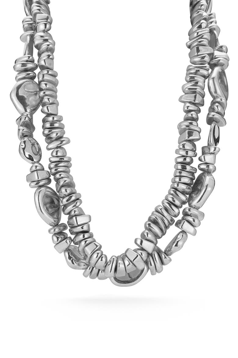 Double Layer Beaded Necklace, Main, color, SILVER