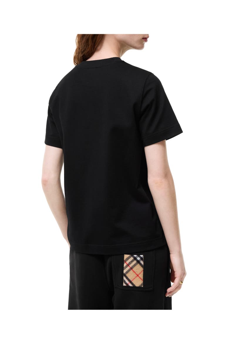 Check Cashmere Patch Cotton T-shirt, Alternate, color, Black