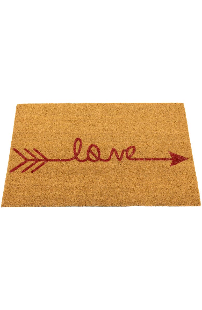Northlight Natural Coir "Love" Arrow Outdoor Doormat 18" x 30", Alternate, color, Brown