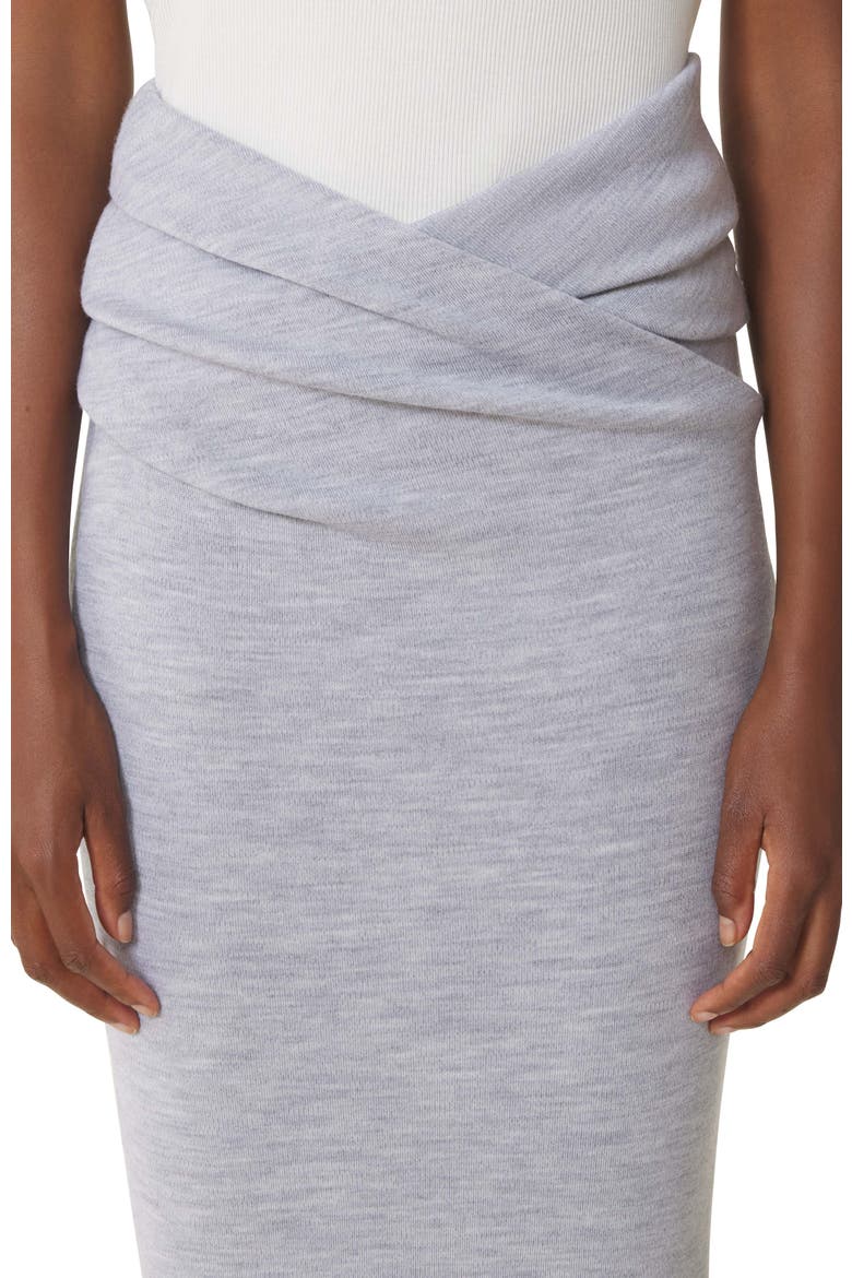Draped Midi Skirt In Wool, Alternate, color, Light Grey