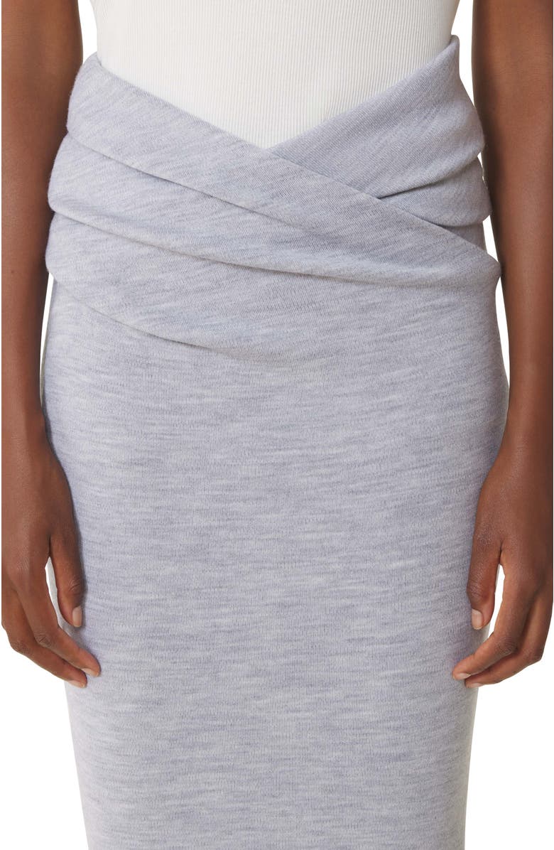 Lanvin Draped Midi Skirt In Wool, Alternate, color, Light Grey