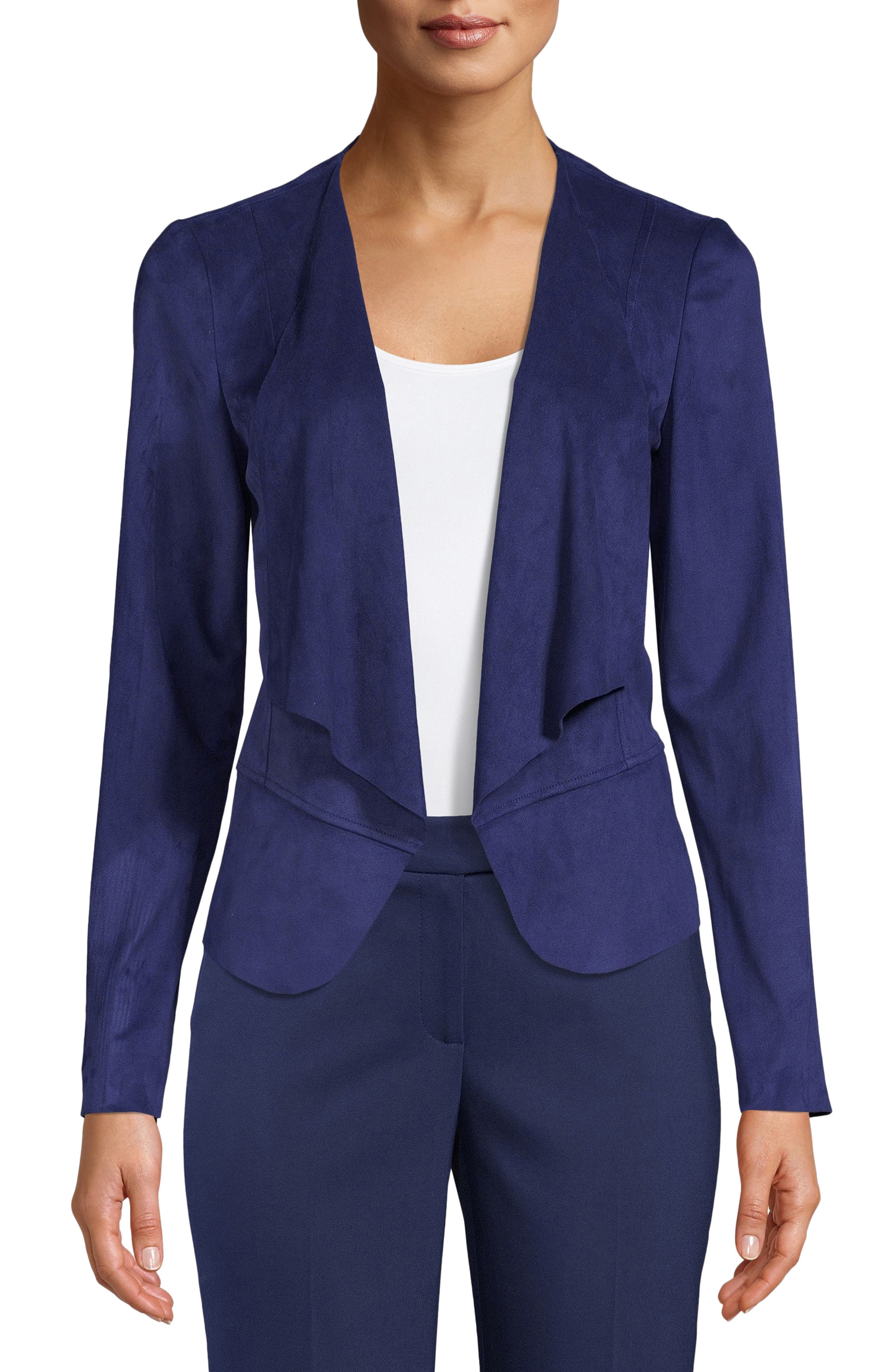 Drape Front Faux Suede Jacket