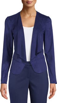 Anne Klein Drape Front Faux Suede Jacket