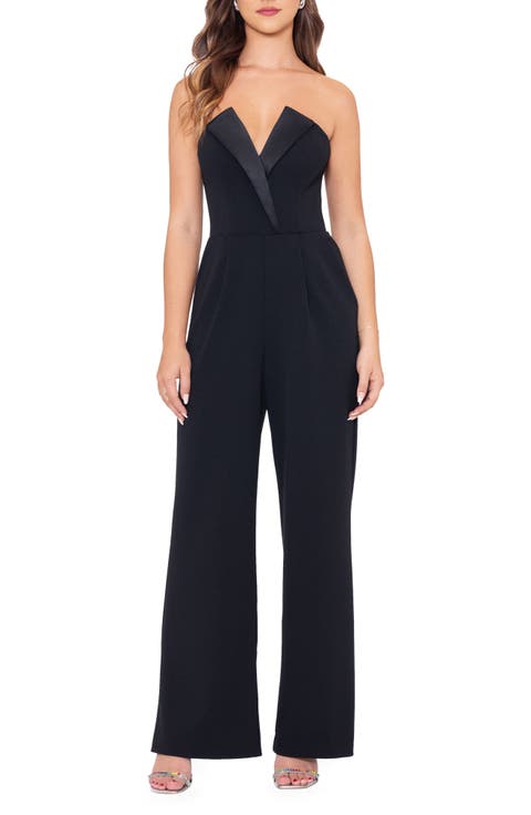 Strapless Tuxedo Jumpsuit