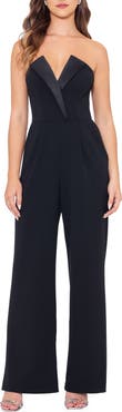 Betsy & Adam Strapless Tuxedo Jumpsuit