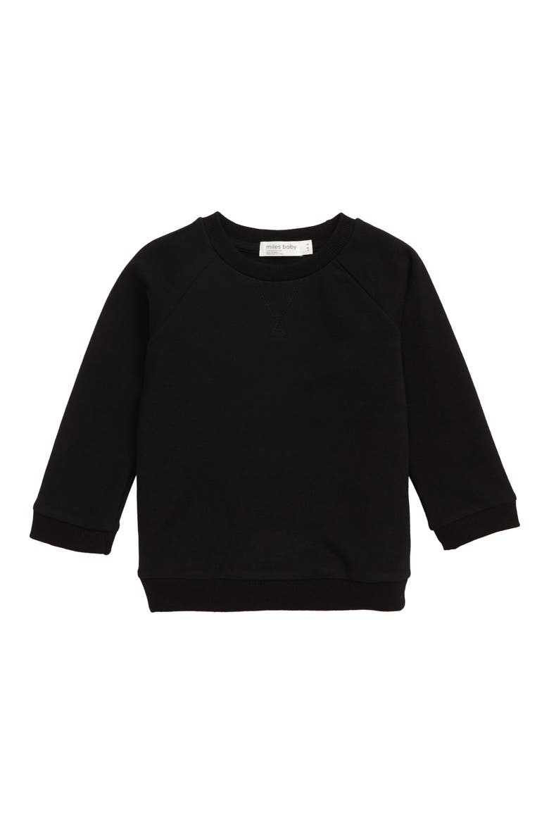 miles baby Stretch Organic Cotton Sweatshirt, Main, color, BLACK