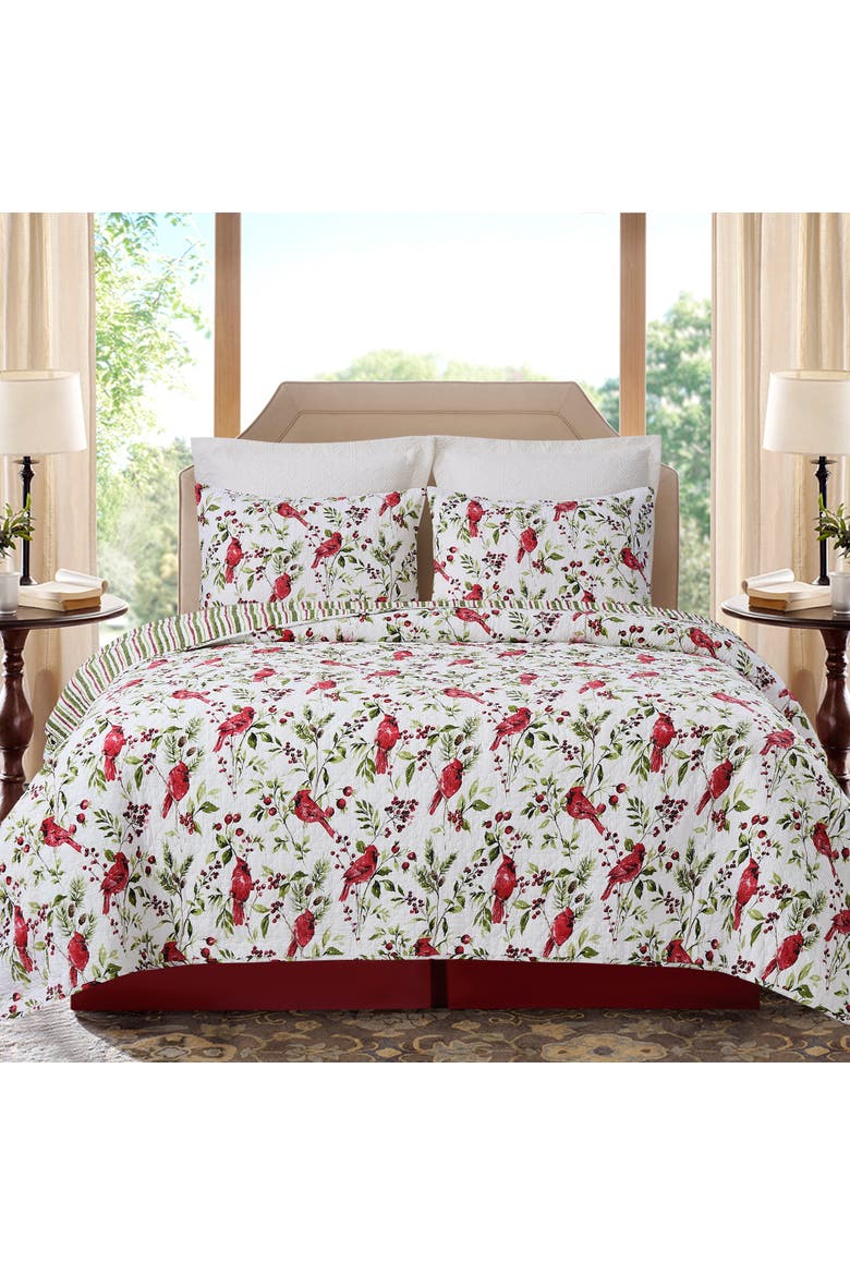Rosalind Cardinal Bedding Quilt Collection, Alternate, color, Red