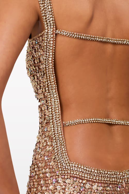 Jenny Packham Lotus Sequin-embellished Open-back Maxi Dress In Gold