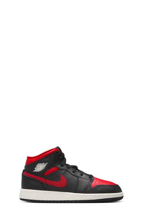 Nike Kids' Air Jordan 1 Mid Sneaker In Black/varsity Red/summit