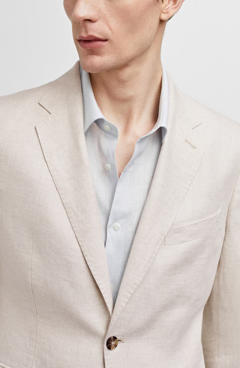 MANGO Slim Fit Linen Blazer, Alternate, color, Beige