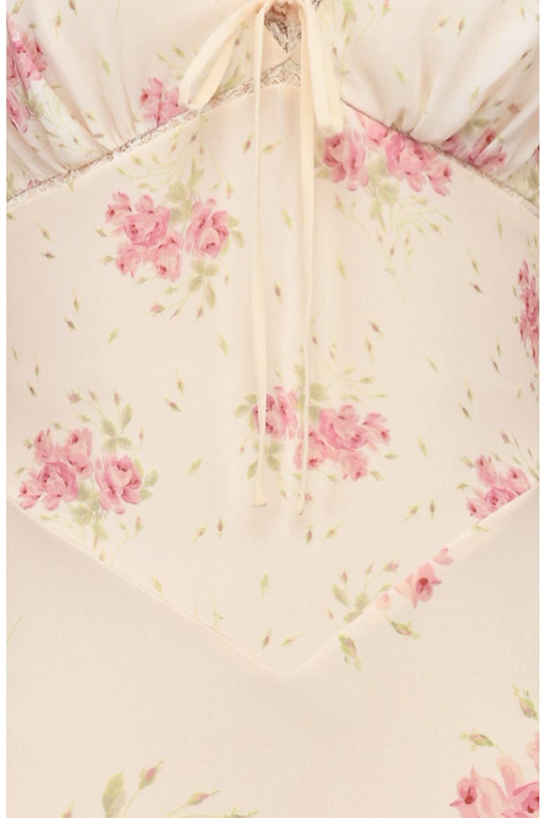 Amina Floral Georgette High Low Cocktail Dress, Alternate, color, IVORY ROSE