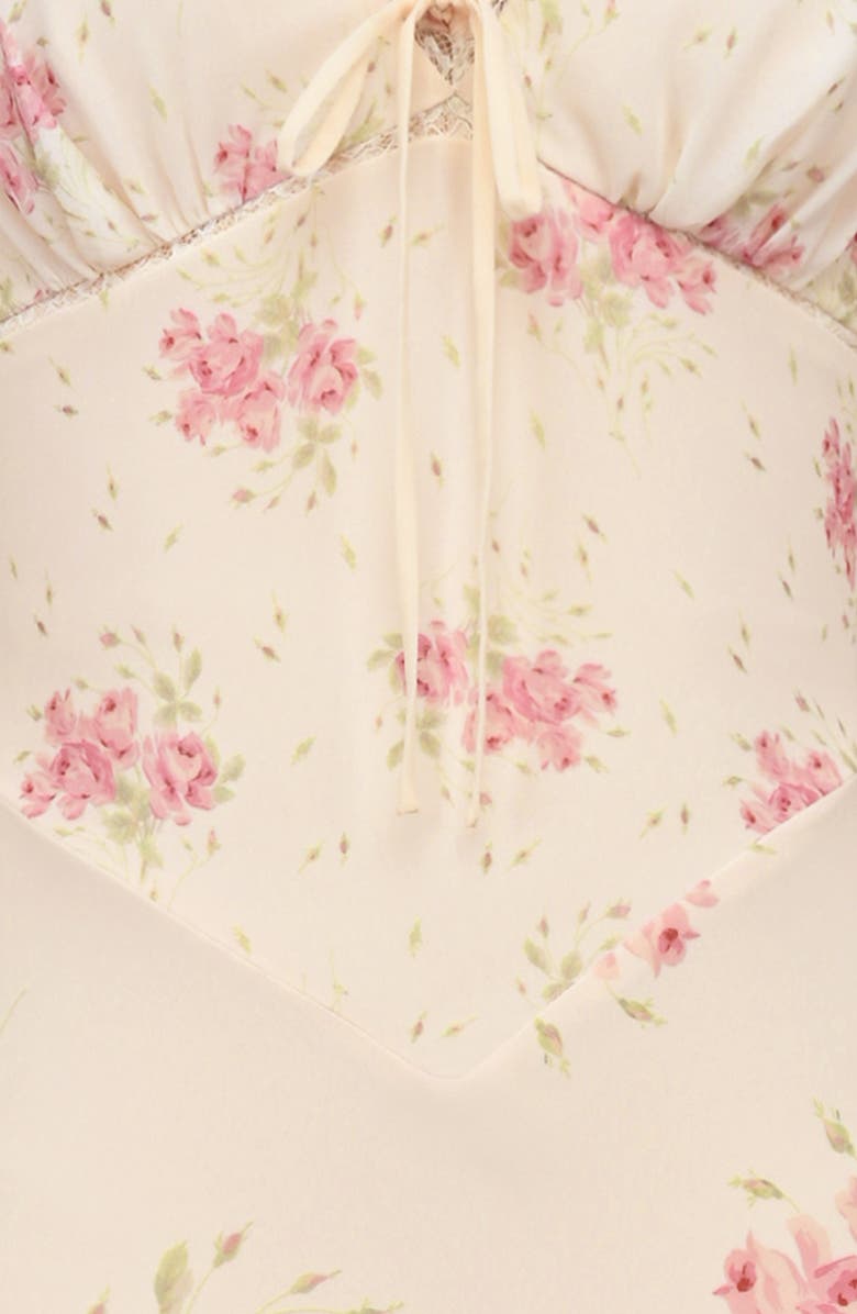 HOUSE OF CB Amina Floral Georgette High Low Cocktail Dress, Alternate, color, Ivory Rose