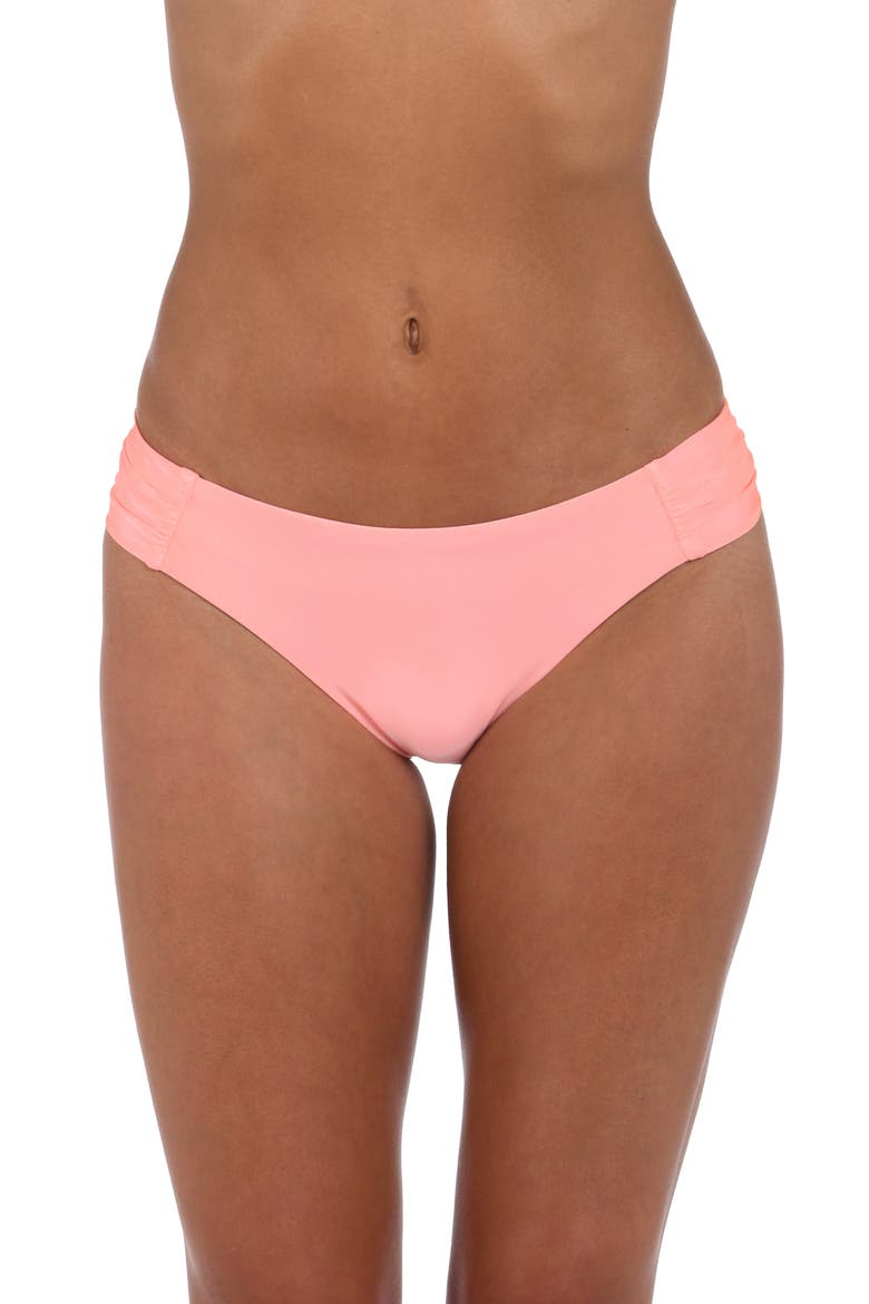 Solids Shirred Side Bikini Bottoms, Main, color, BLOSSOM