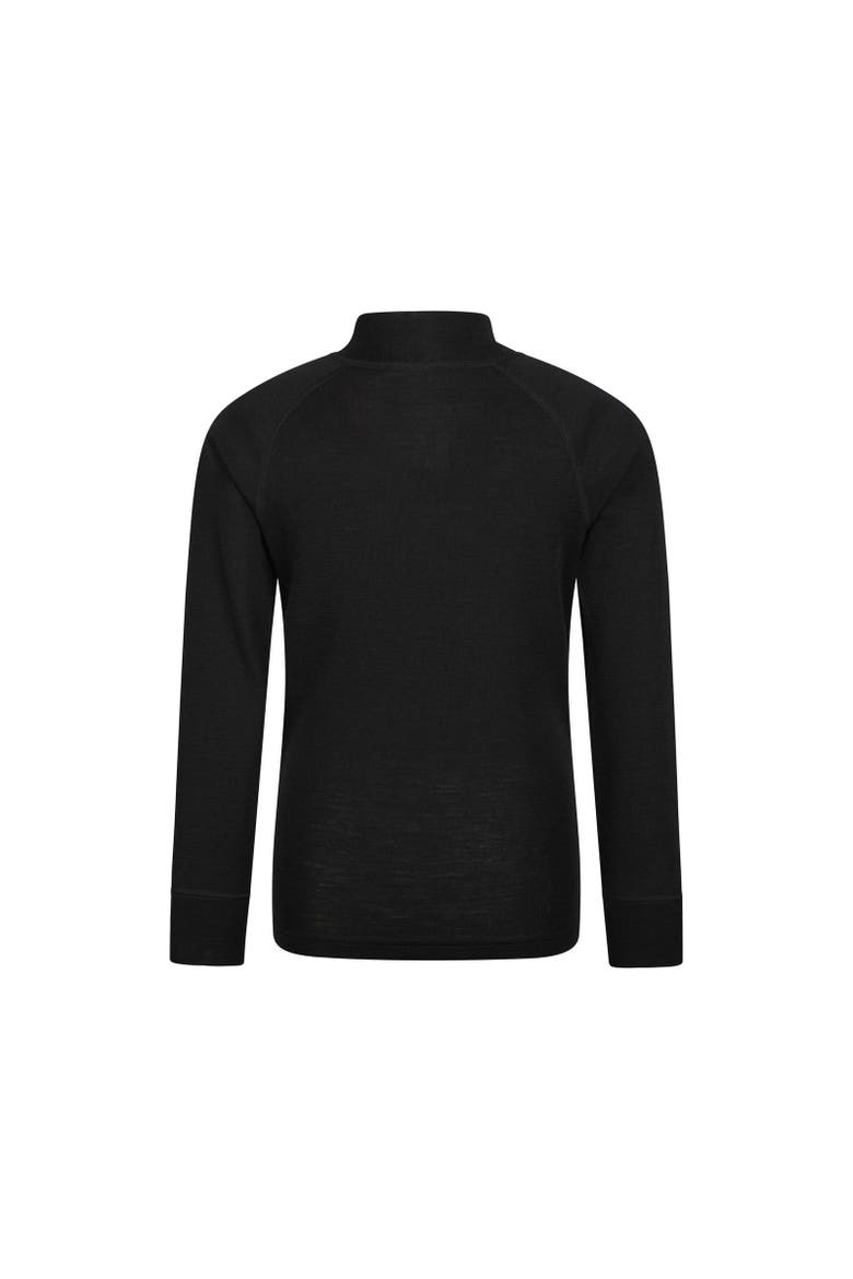 Childrens/Kids Merino Blend Half Zip Base Layer Top, Alternate, color, Black