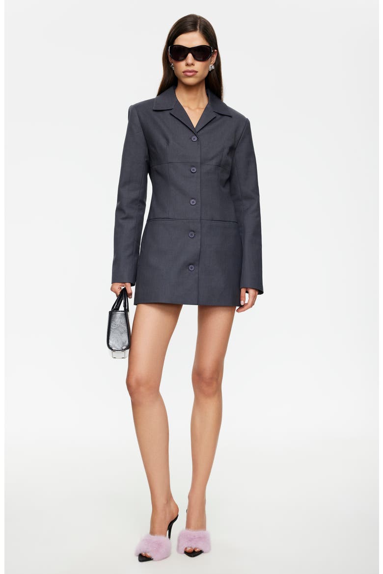 Carmela Long Sleeve Mini Coat Dress, Alternate, color, CHARCOAL
