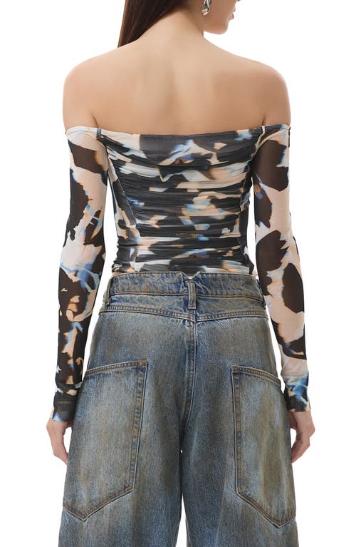 AFRM AFRM ODILLA PRINTED OFF THE SHOULDER MESH TOP 