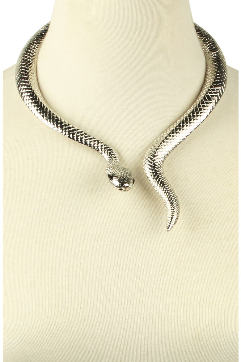 Snake Choker Necklace, Alternate, color, SILVER
