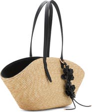 MANGO Medium Double Handle Natural Fiber Bag