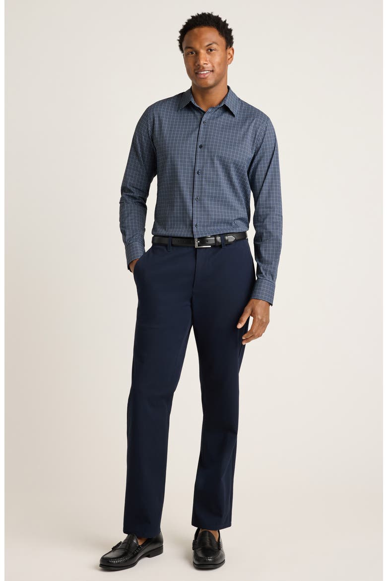 Tech Slim Fit Plaid Performance Button-Up Shirt, Alternate, color, NAVY GREENLAND PLAID