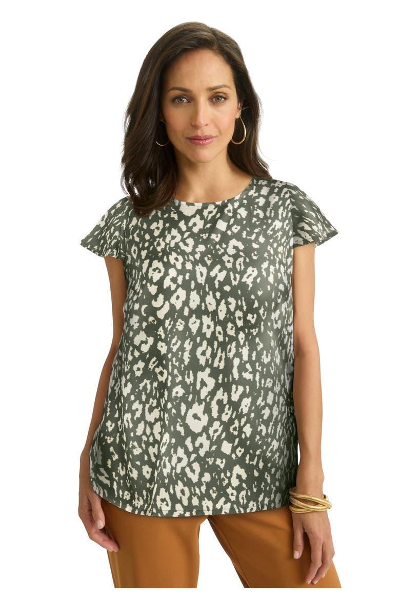 Satin Blouse, Main, color, OLIVE GREEN IVORY CHEETAH