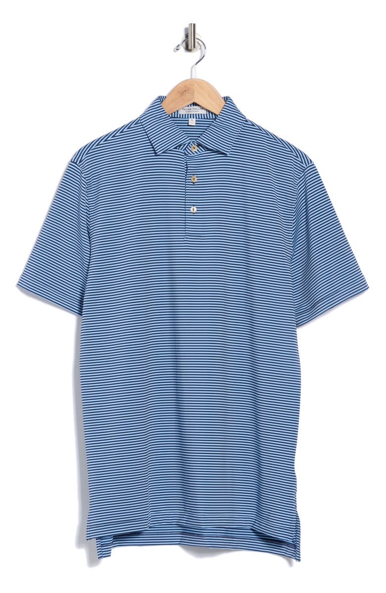 Peter Millar Hales Stripe Performance Polo, Main, color, Navy / Cottage Blue