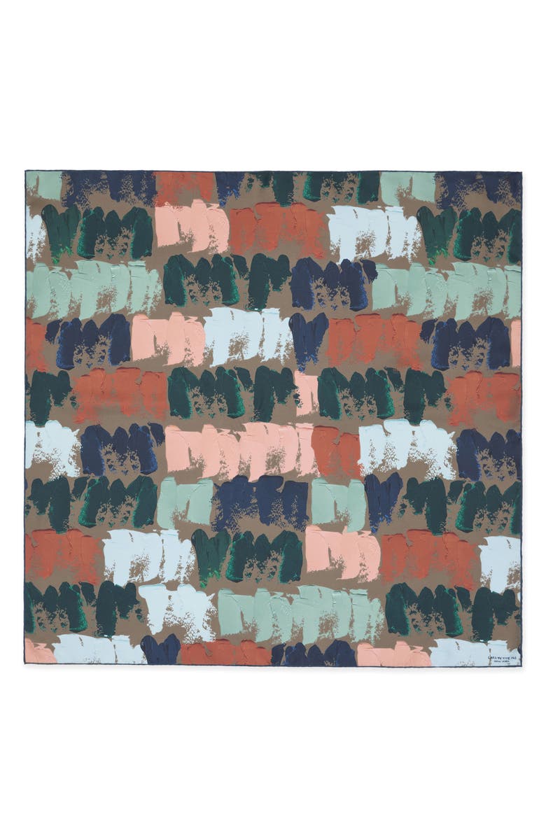 Lafayette 148 New York Painter's Palette Print Square Silk Scarf, Main, color, 