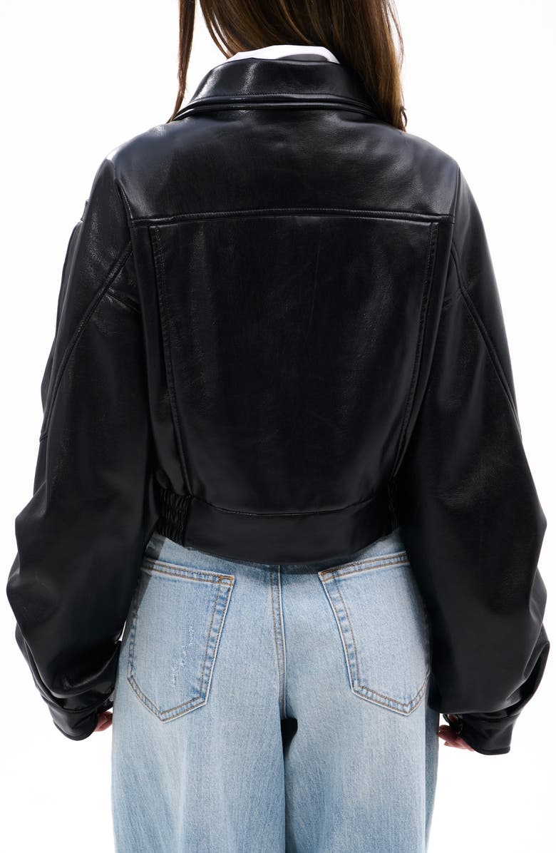 AZALEA WANG Faux Leather Moto Jacket, Alternate, color, Black